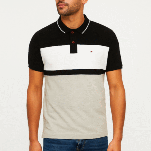 Men's Polo T-Shirt (Black White Ash Layer)