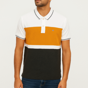 Men's Polo T-Shirt (White Yellow Black Layer)